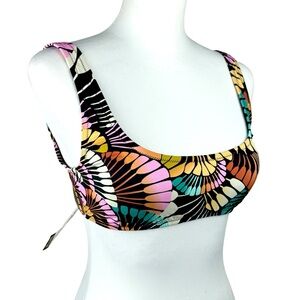 NWT Billabong A/Div Multi Abstract Tropical Bikini Bra Swimsuit Top Small
